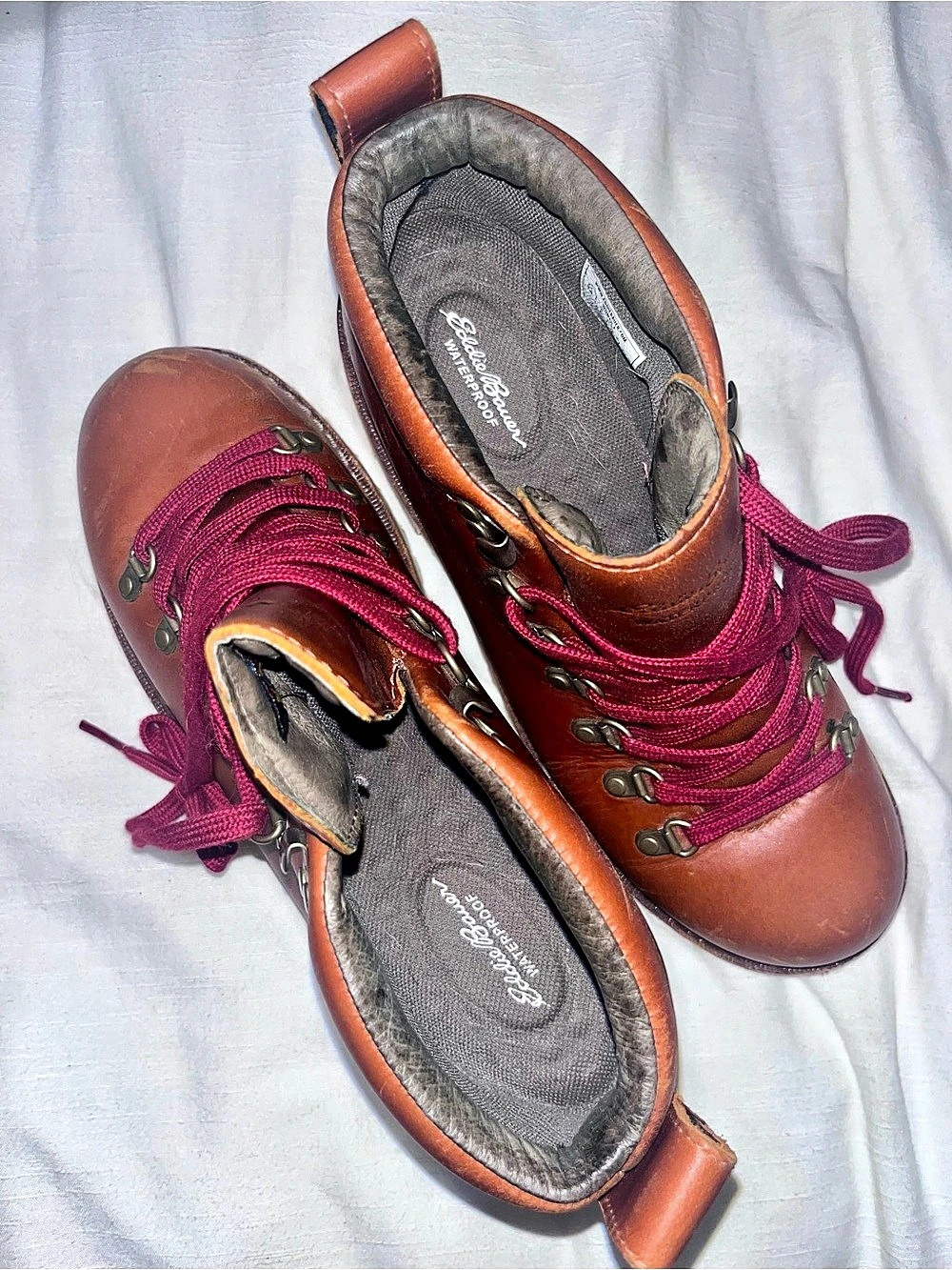 Genuine Grip Leather Work Boots in Brown & Red